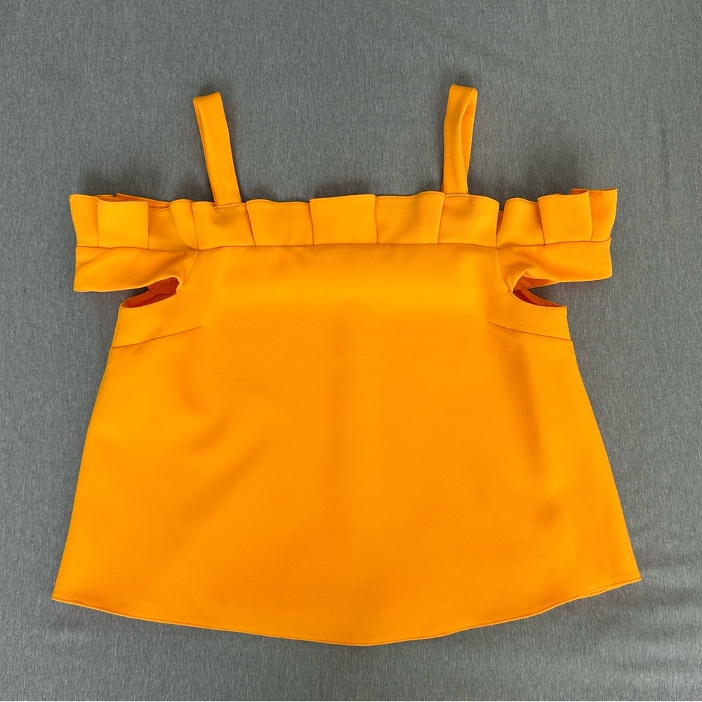 Topshop Orange Ruffle Off-the-Shoulder Top